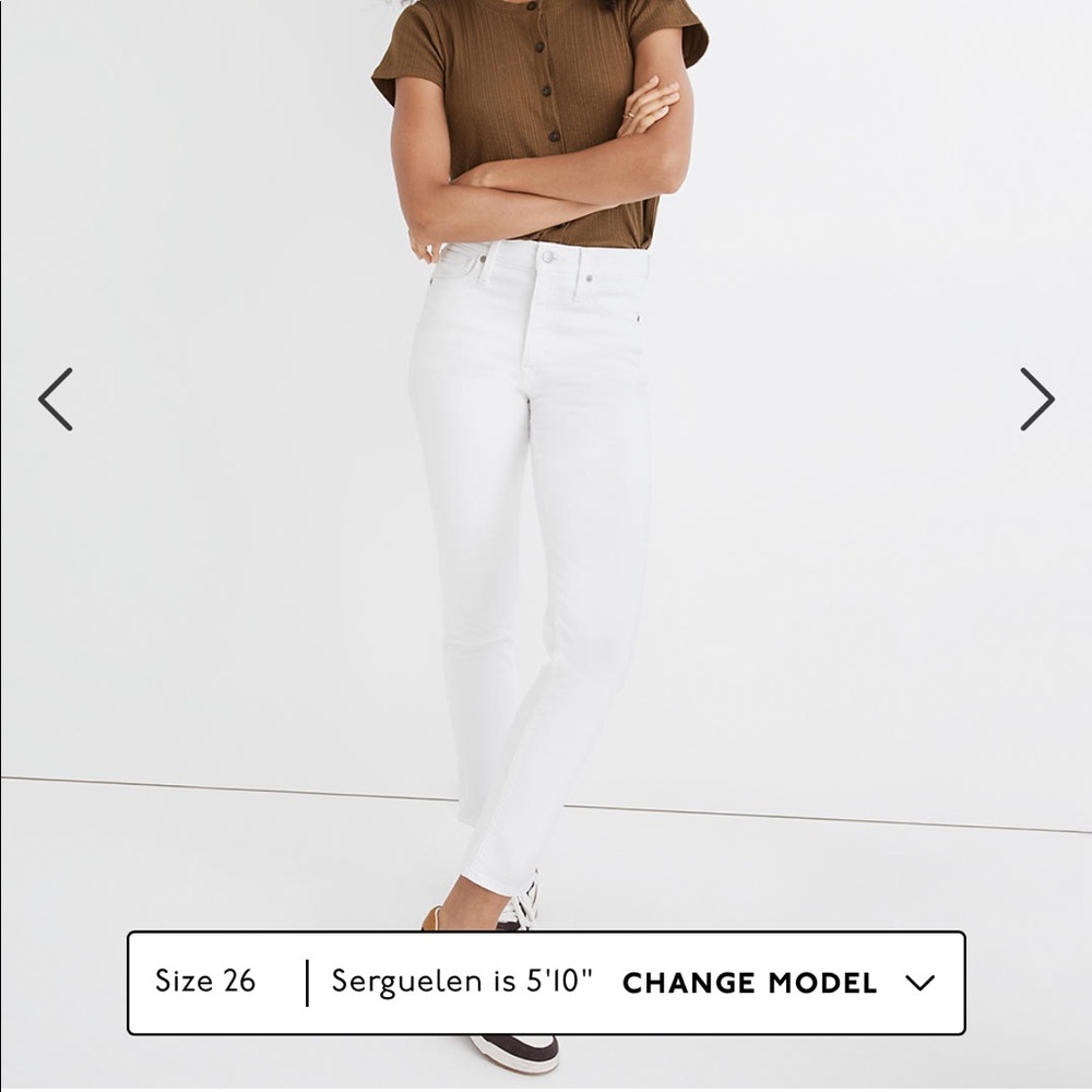 NWT Madewell stovepipe jeans in pure white. Never worn.